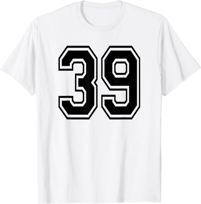 Number 39 Sports Jersey Player Uniform Number 39th Birthday TShirt